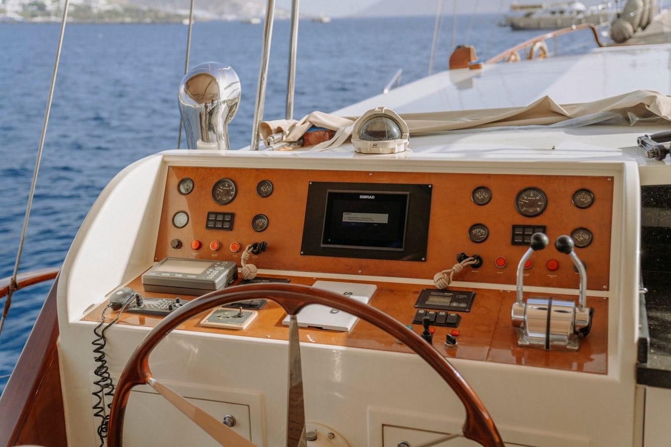 the front of a boat aboard CUSTOM MADE MOTORSAILER Yacht for Sale