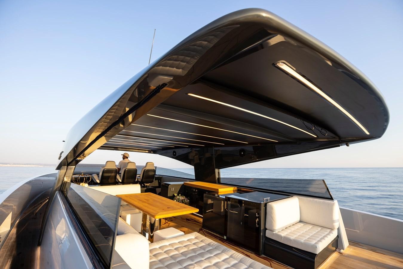 a boat with a large mirror aboard S07 SPIDER Yacht for Sale