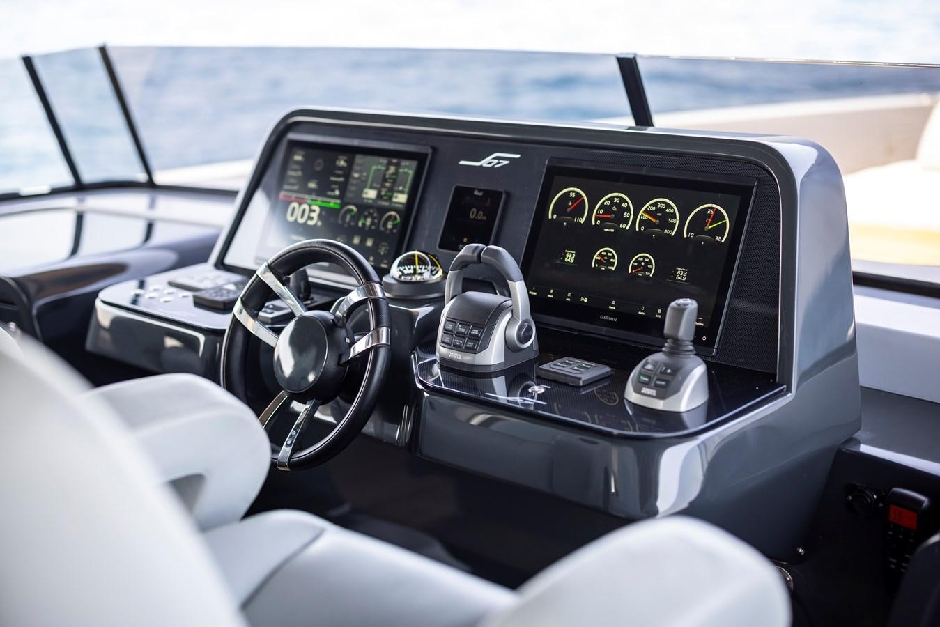 the inside of a car aboard S07 SPIDER Yacht for Sale