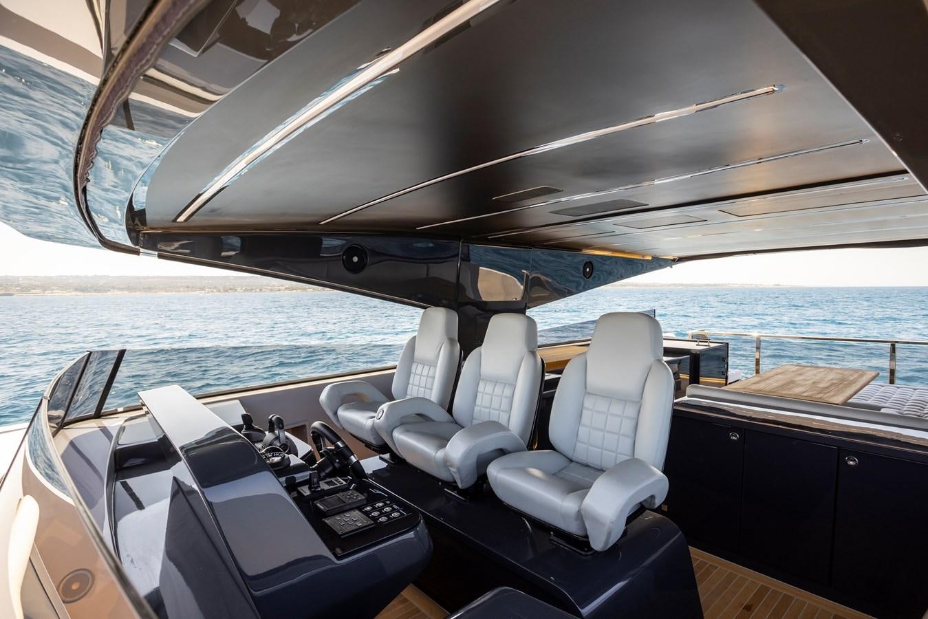 a boat with a desk and chairs aboard S07 SPIDER Yacht for Sale