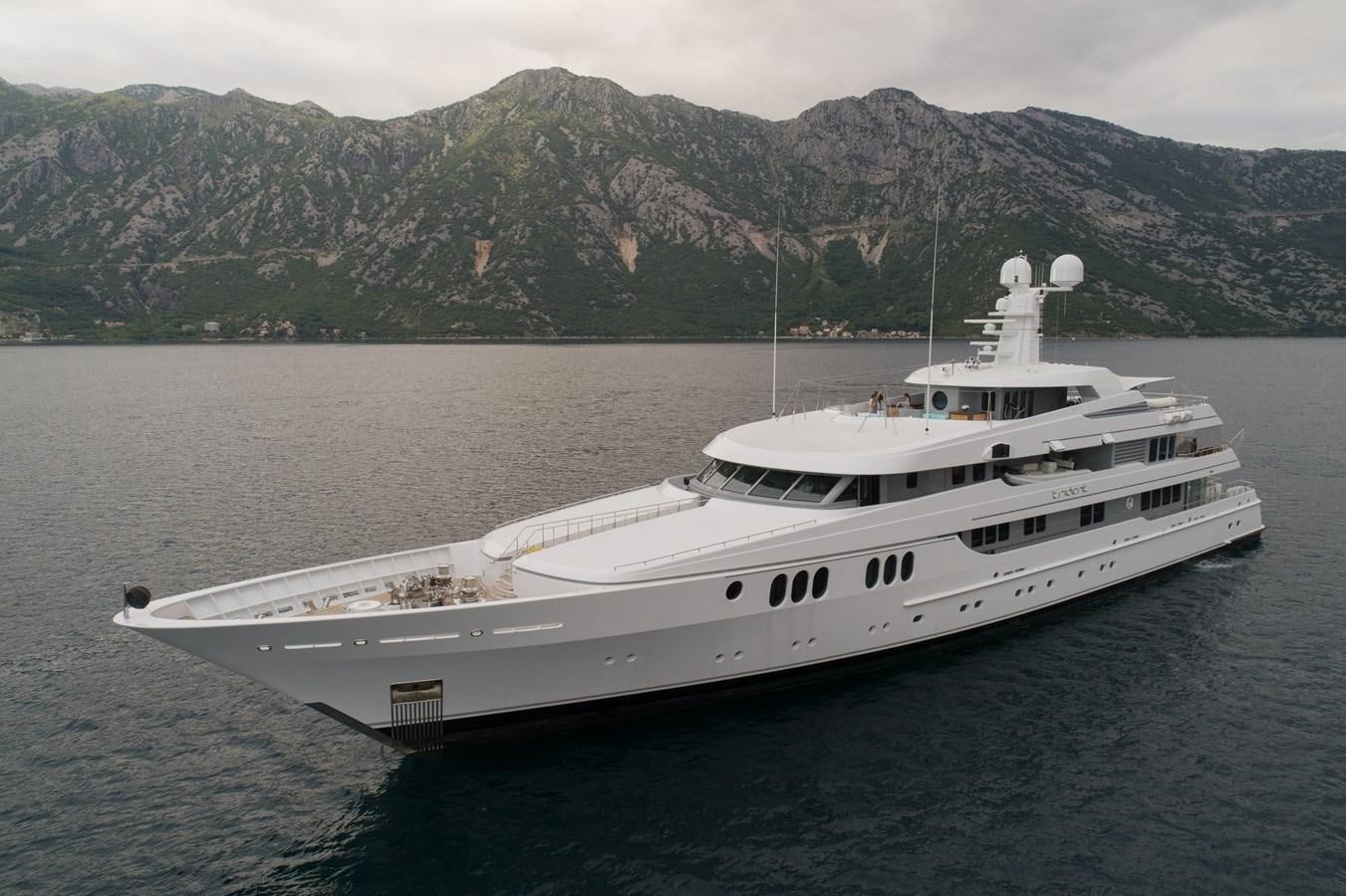 a large ship in the water aboard TRIDENT Yacht for Sale