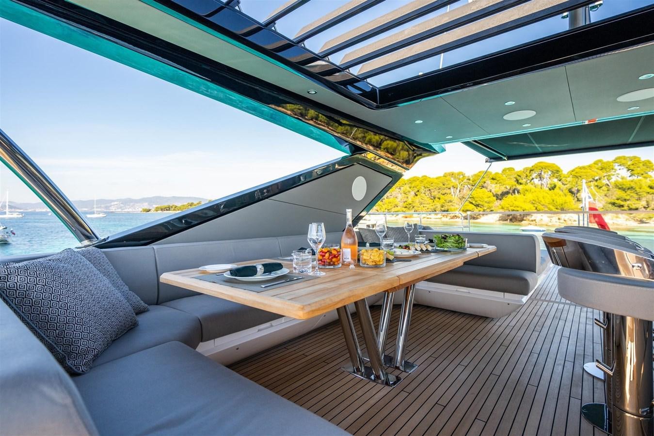 a table on a boat aboard SUNSEEKER 88 Yacht for Sale