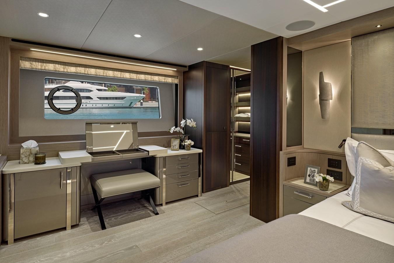 a room with a desk and a computer aboard SUNSEEKER 88 Yacht for Sale