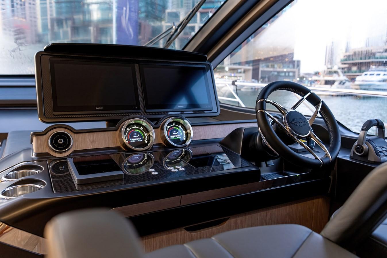 inside of a car aboard SUNSEEKER 65 SPORTS Yacht for Sale