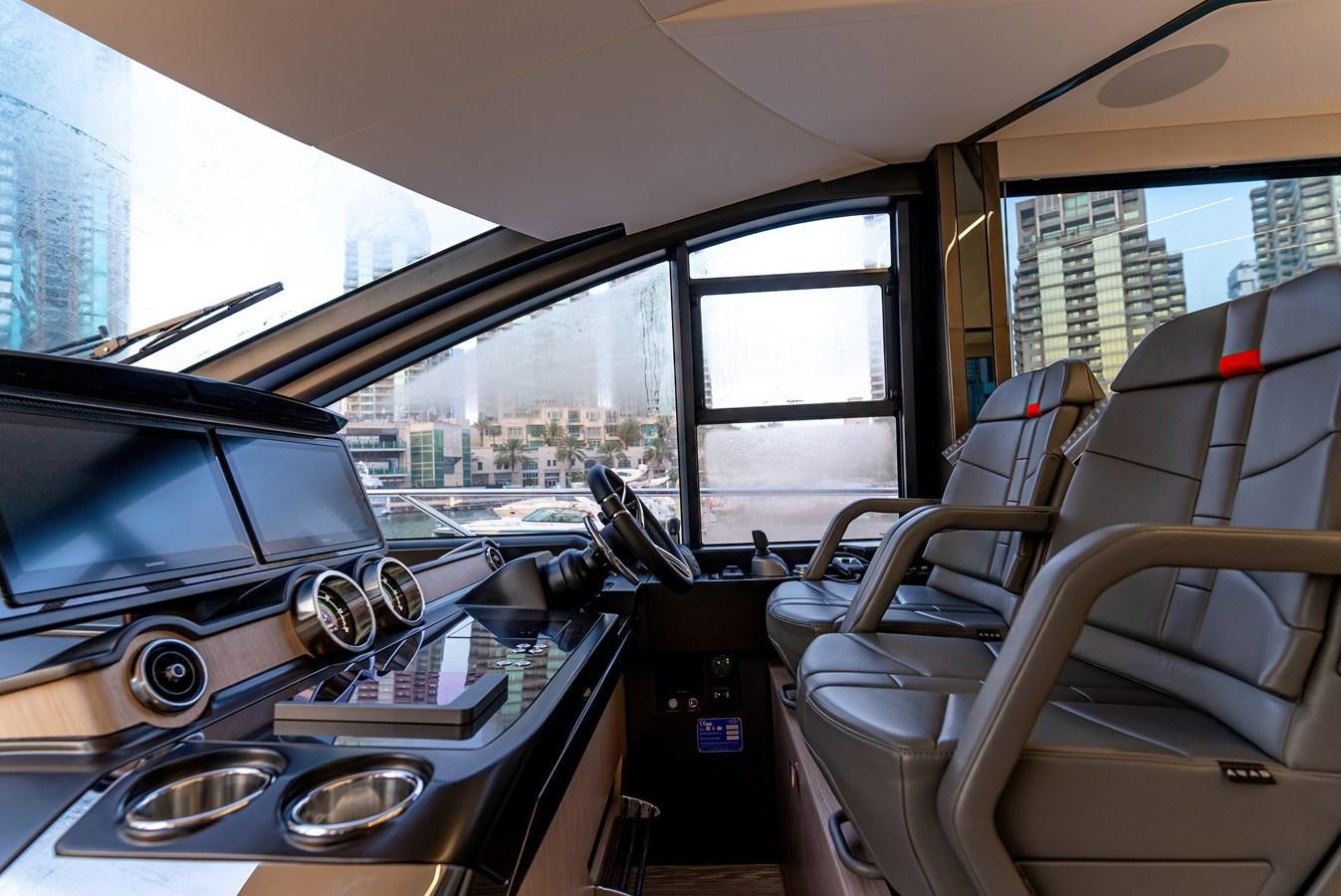 inside of a car aboard SUNSEEKER 65 SPORTS Yacht for Sale