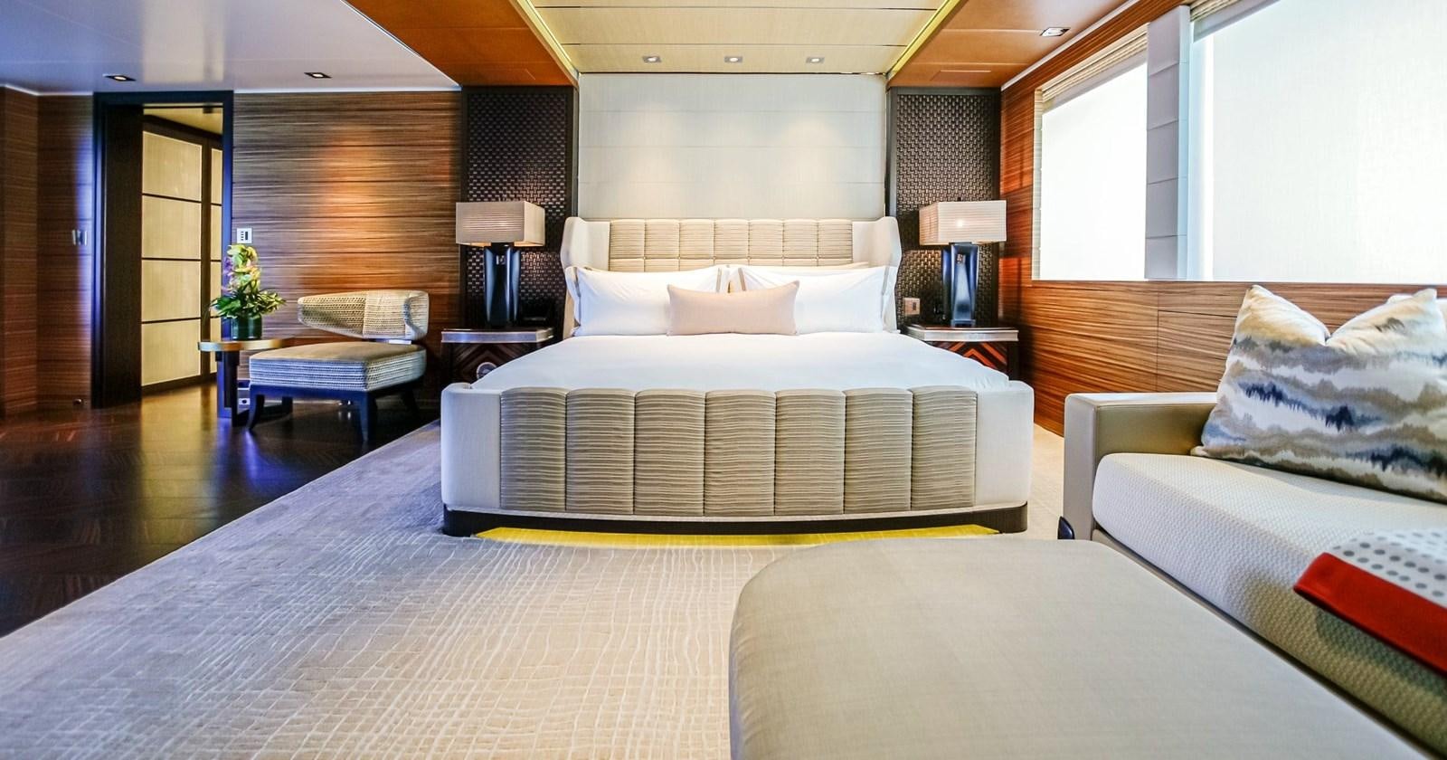 a room with a couple of beds aboard W Yacht for Sale