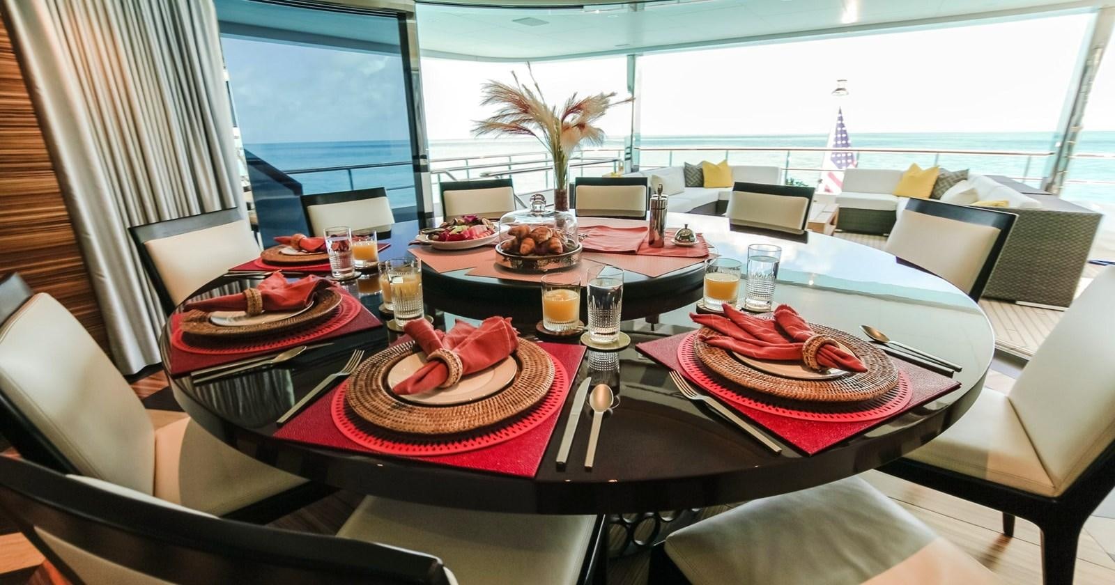 a table with food on it aboard W Yacht for Sale
