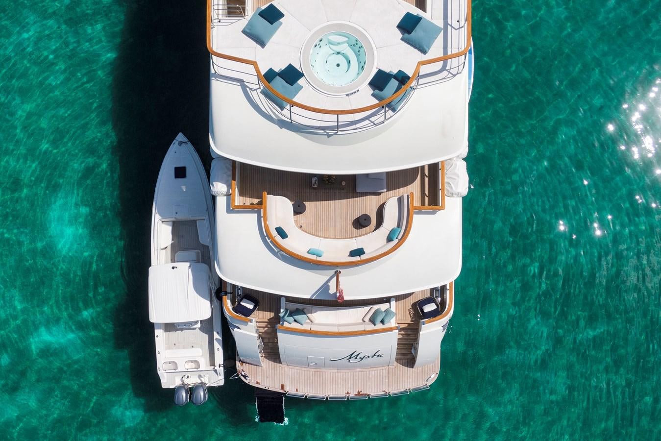 a space ship on a green field aboard MYSTIC Yacht for Sale