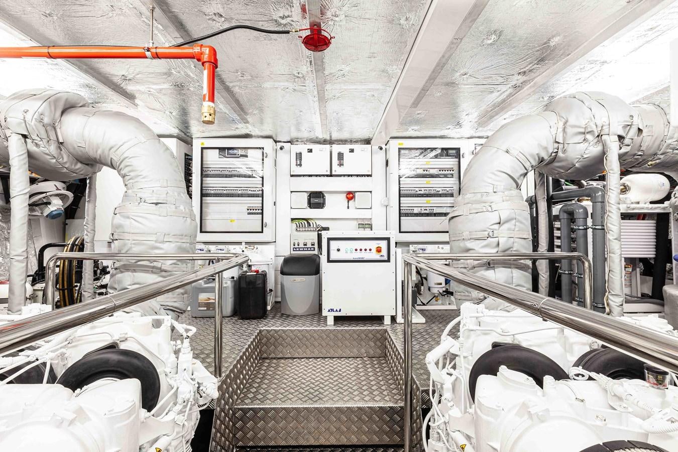 a room with machinery and pipes aboard NEW EDGE Yacht for Sale