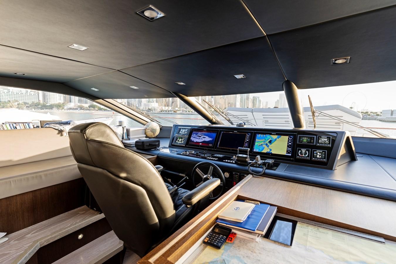 inside of a car aboard NEW EDGE Yacht for Sale