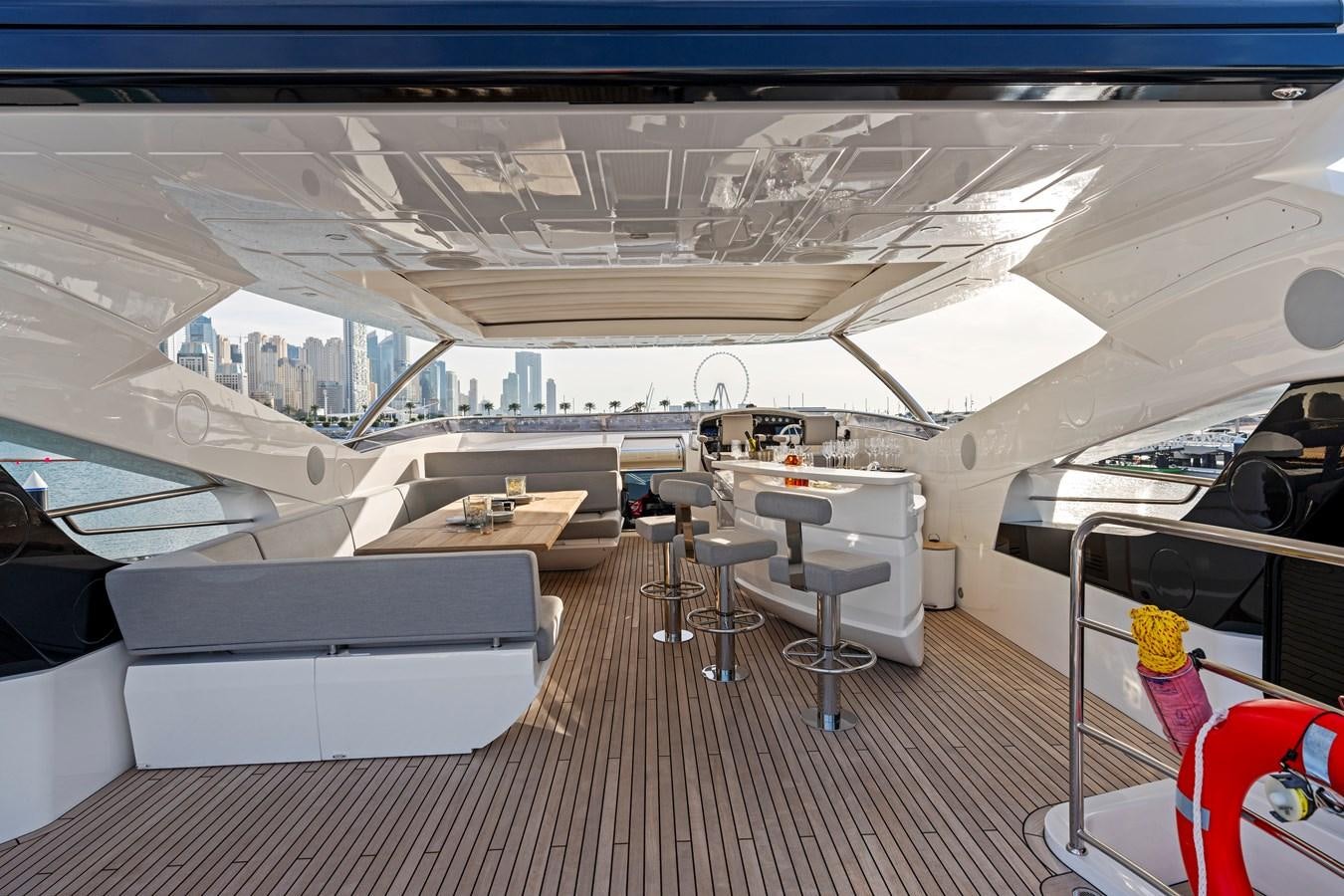 inside of a building with tables and chairs aboard NEW EDGE Yacht for Sale