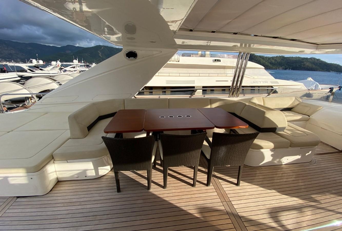 a group of chairs sit on a deck by a plane aboard SEZI MEGA Yacht for Sale