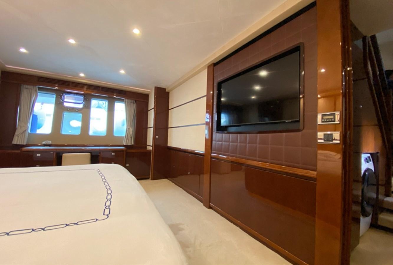 a bed in a room aboard SEZI MEGA Yacht for Sale