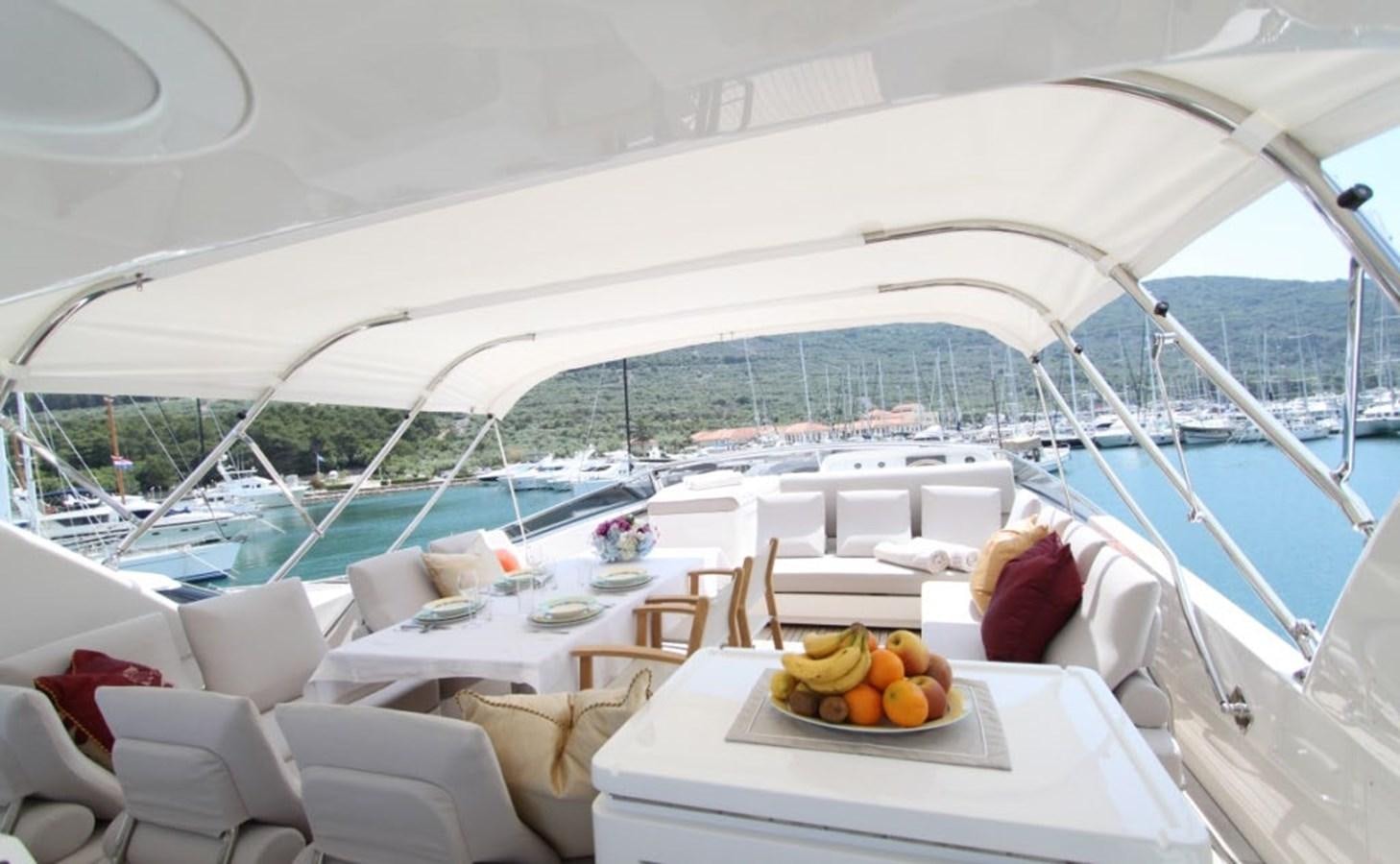 a table with fruit on it aboard ACCI Yacht for Sale