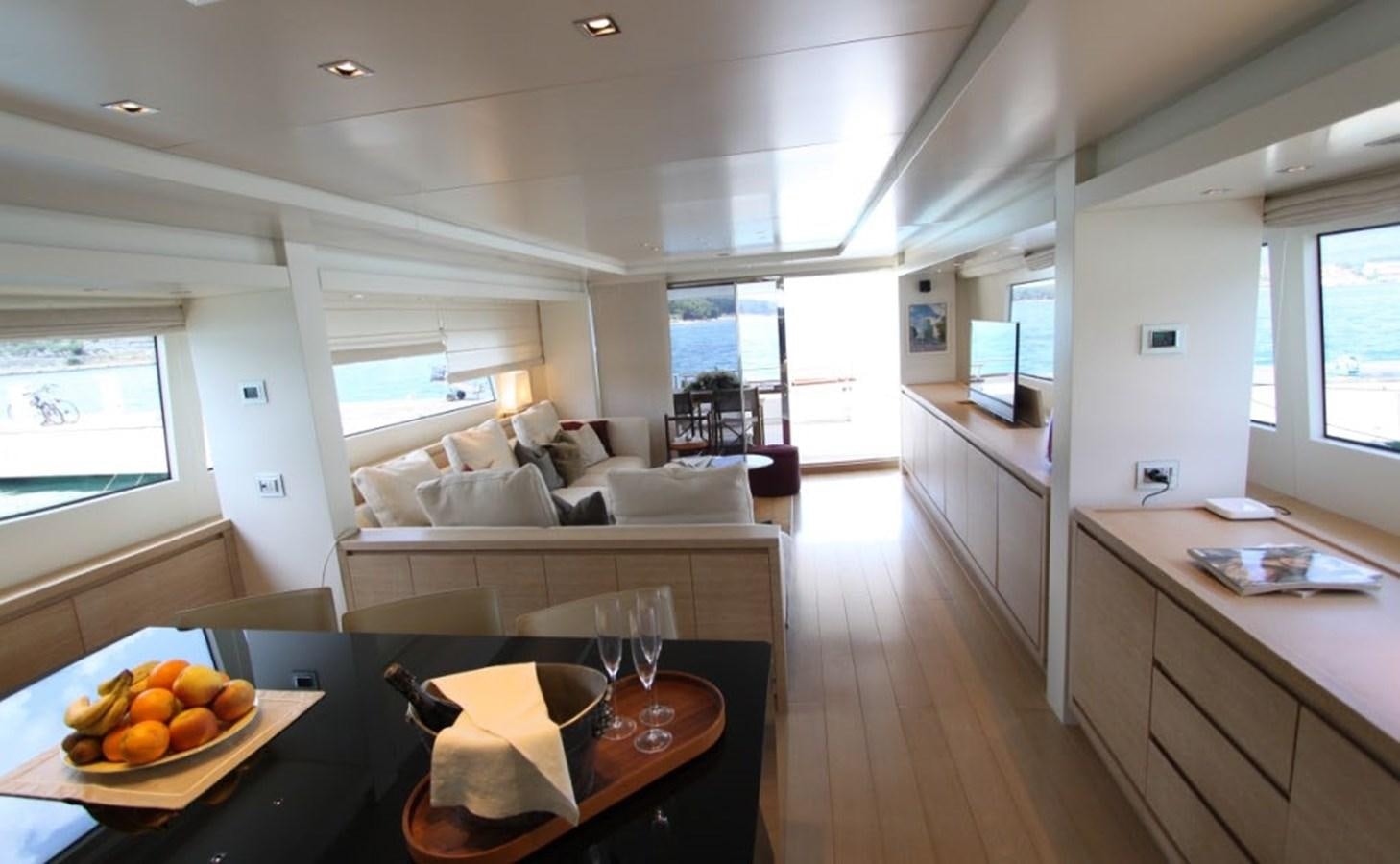 a kitchen and living room aboard ACCI Yacht for Sale