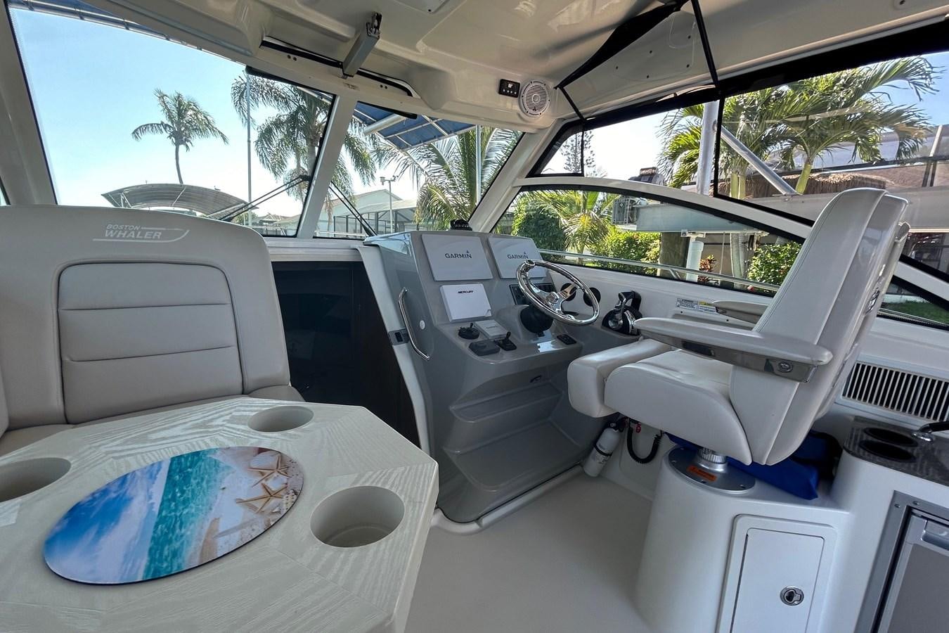 inside of a car aboard B Yacht for Sale