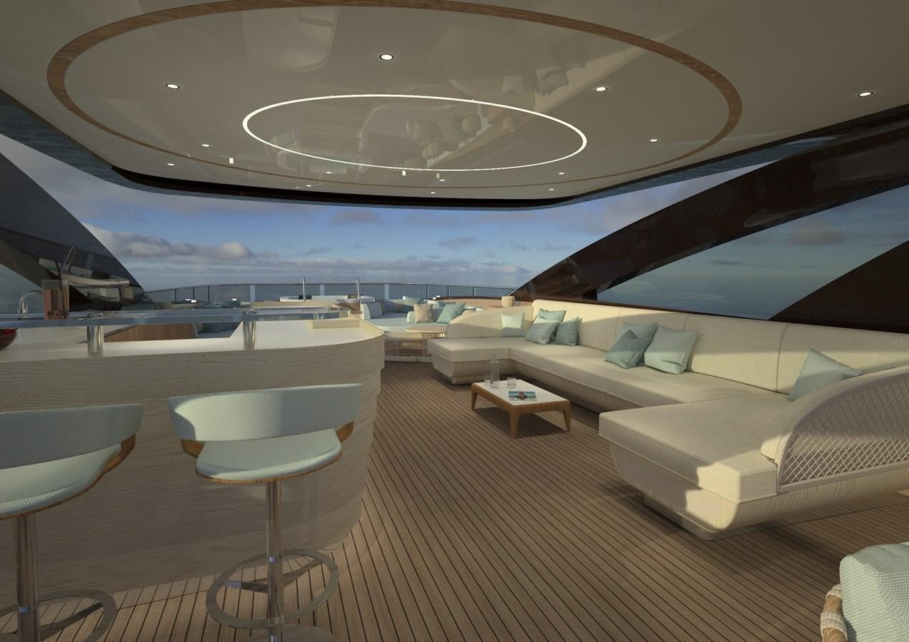 a room with a view of the ocean and the ocean aboard ANJELIF Yacht for Sale