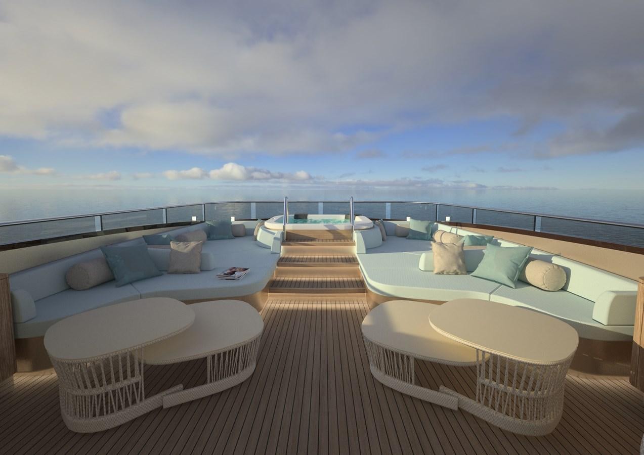 a room with a bed and a pool aboard ANJELIF Yacht for Sale