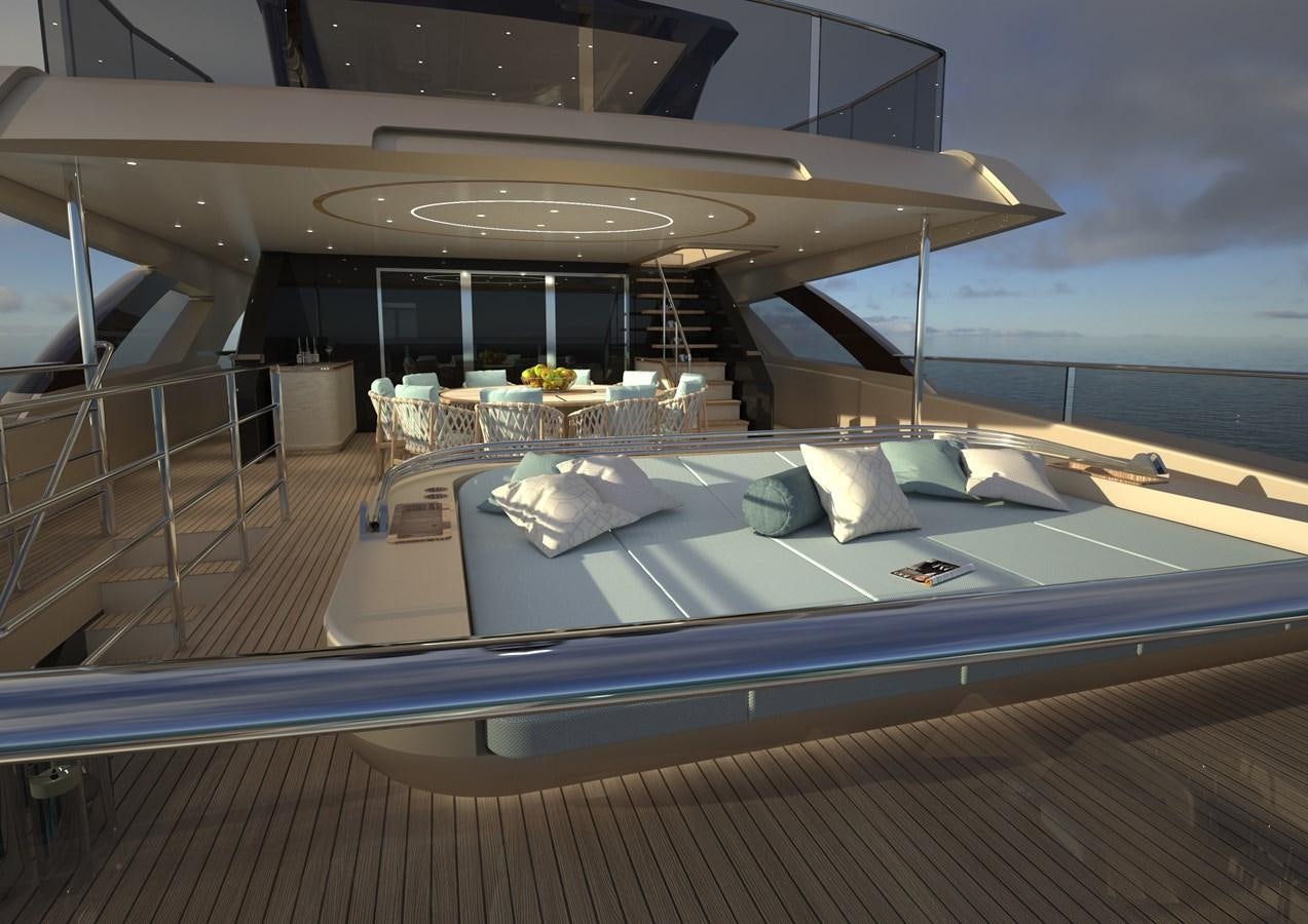 a large boat on a deck aboard ANJELIF Yacht for Sale