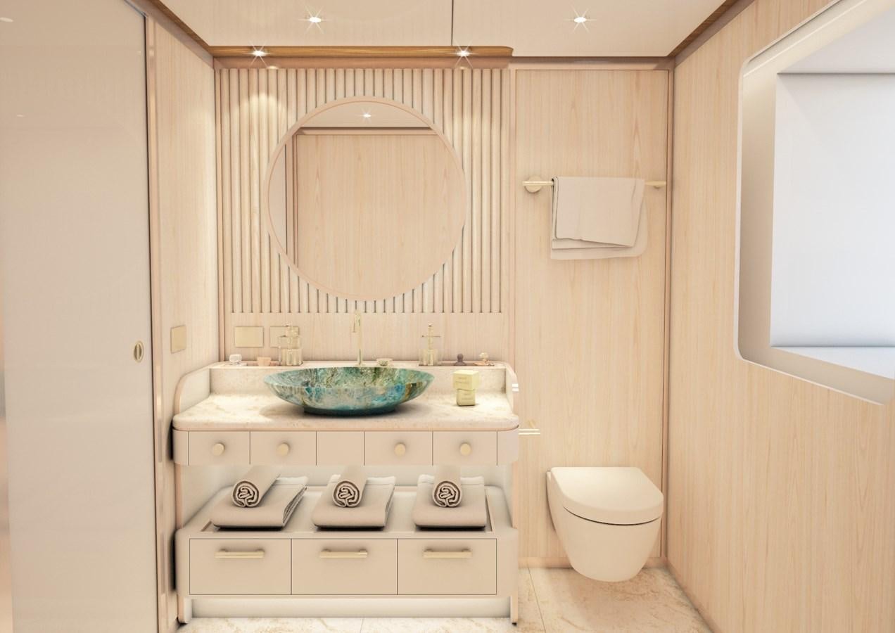 a bathroom with a sink and a toilet aboard ANJELIF Yacht for Sale