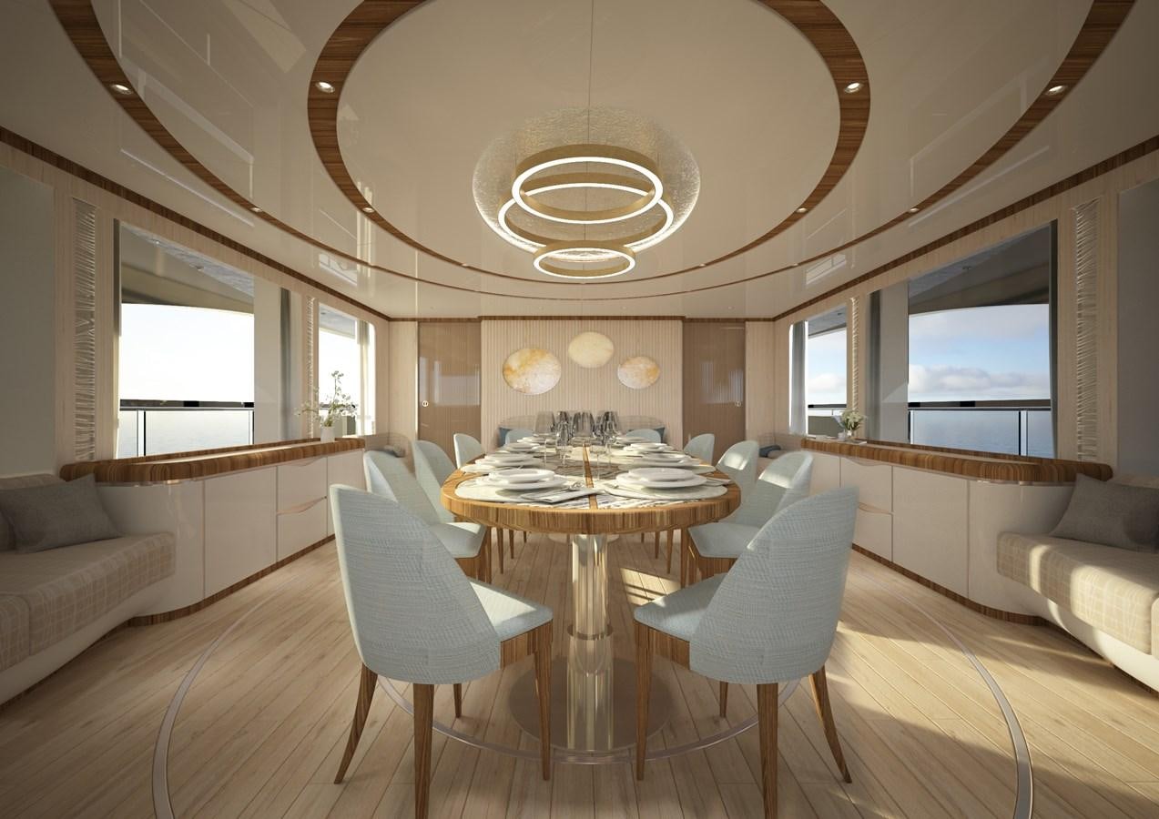 a dining room with a table and chairs aboard ANJELIF Yacht for Sale