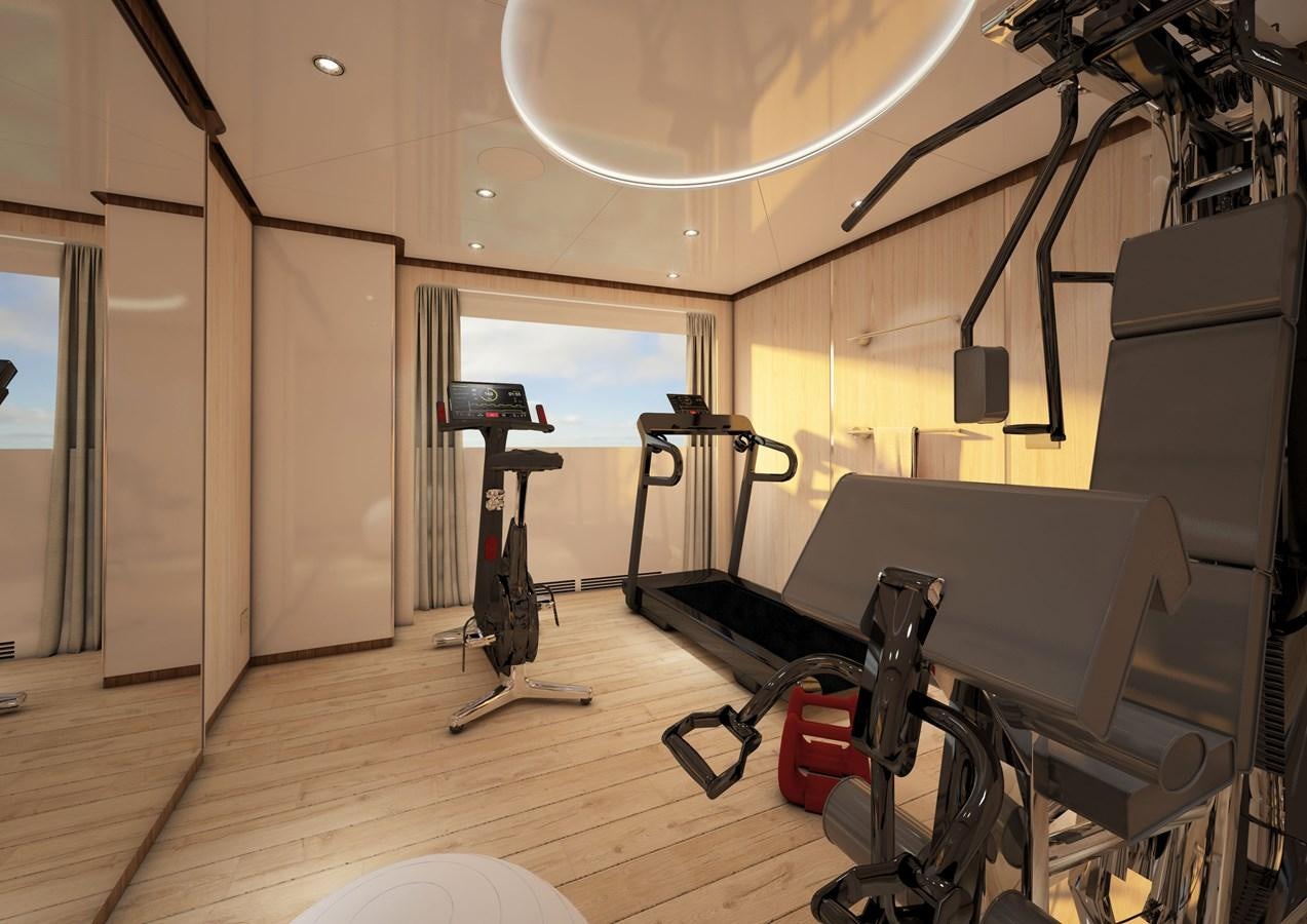 a gym with exercise equipment aboard ANJELIF Yacht for Sale