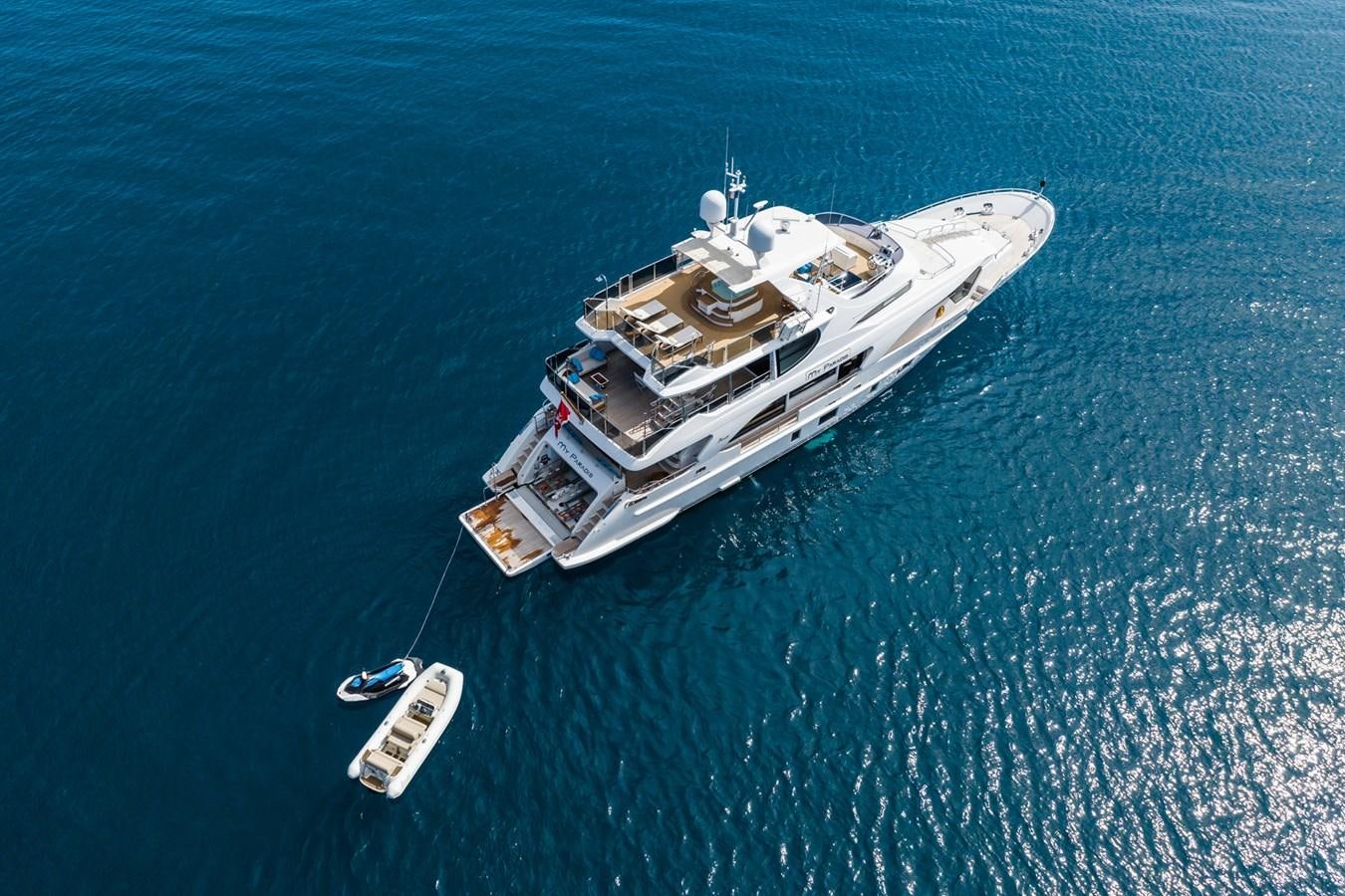 a high angle view of a ship aboard MY PARADIS Yacht for Sale