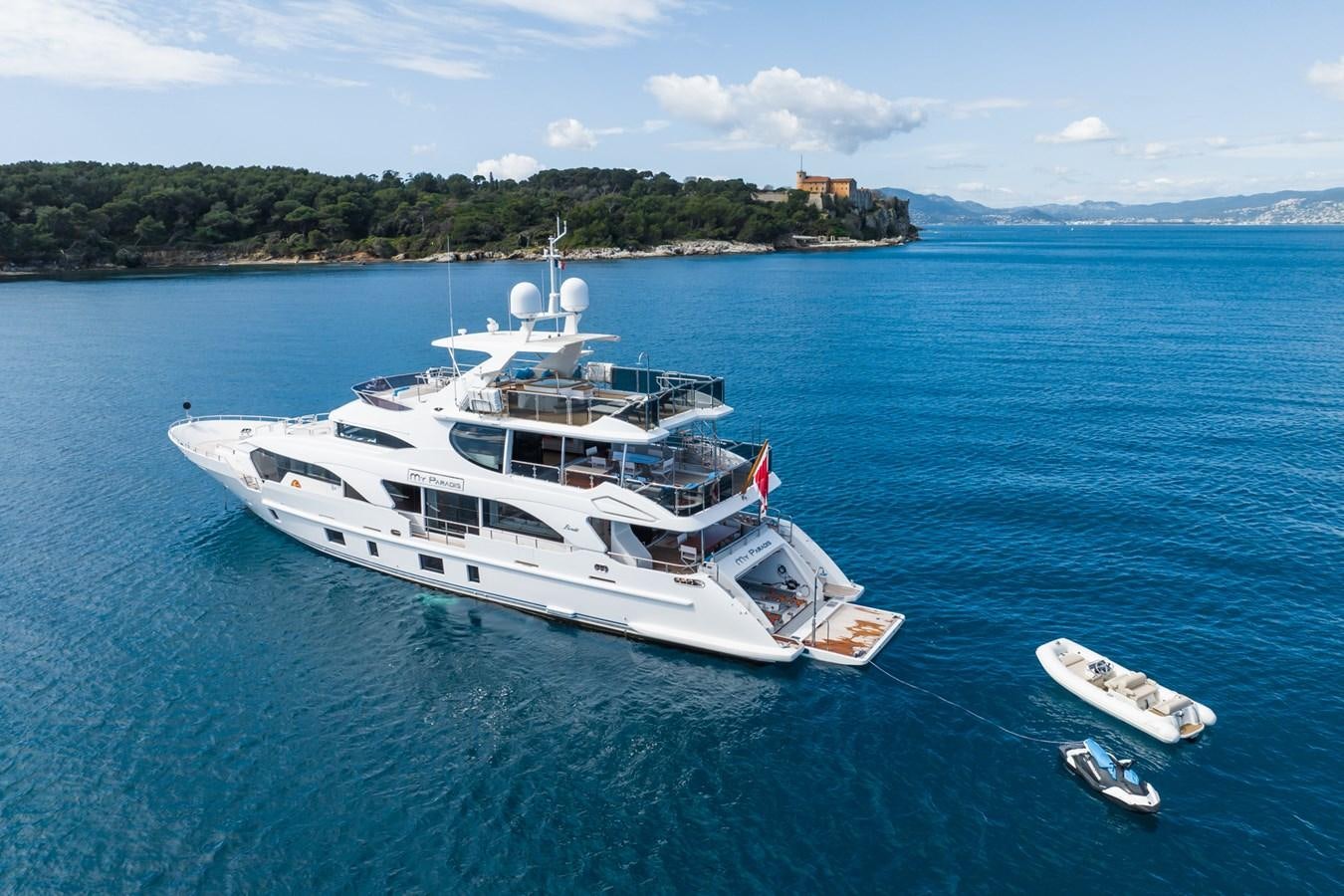 a boat on the water aboard MY PARADIS Yacht for Sale