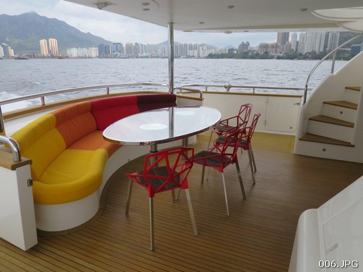 a table and chairs on a boat aboard VICTORIOUS Yacht for Sale