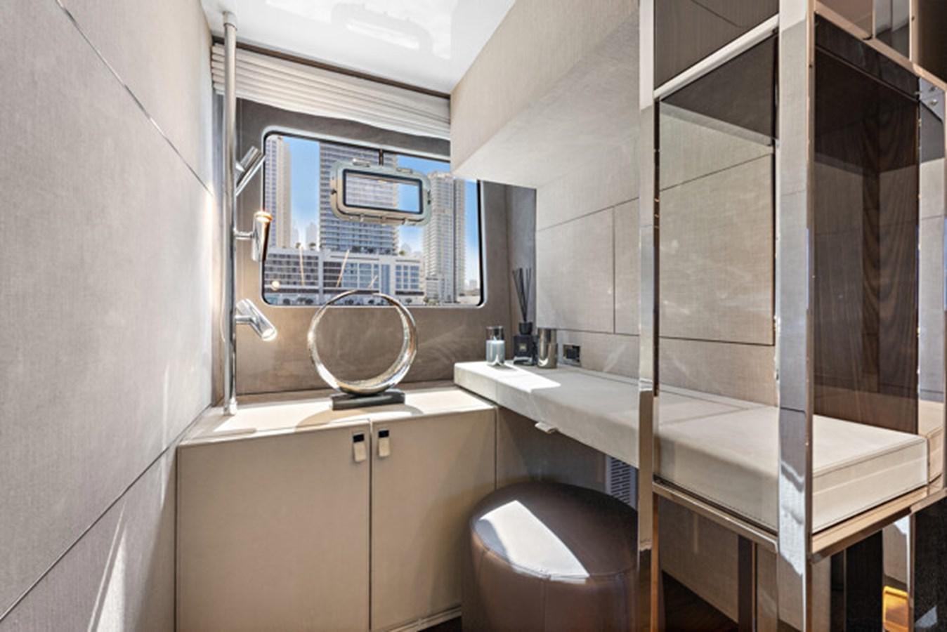 a bathroom with a sink and a mirror aboard MOSHE Yacht for Sale