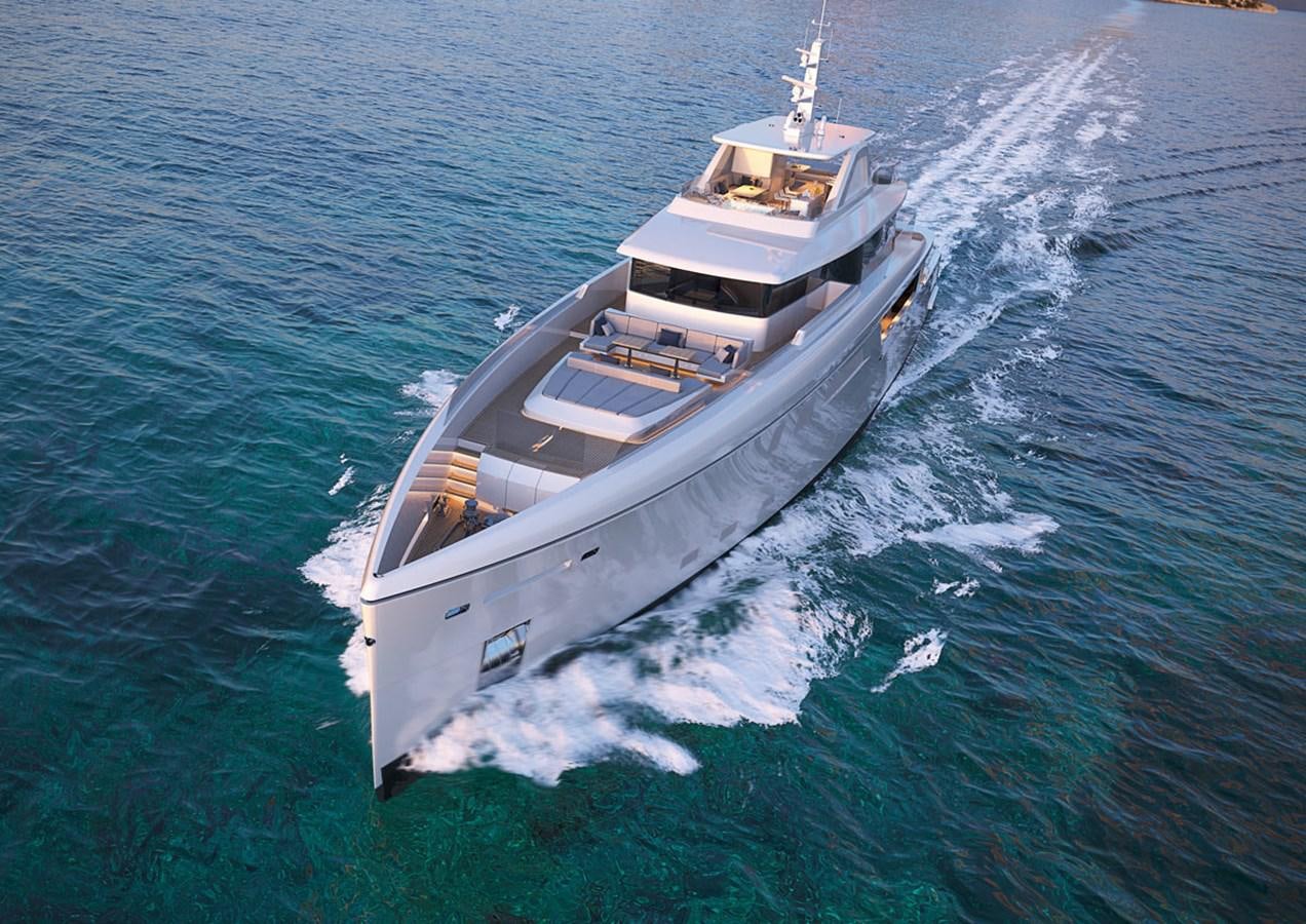 a boat in the water aboard VITRUVIUS Yacht for Sale