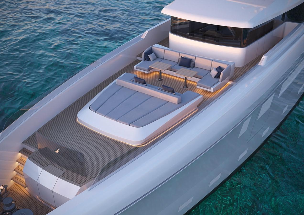 a large boat on the water aboard VITRUVIUS Yacht for Sale