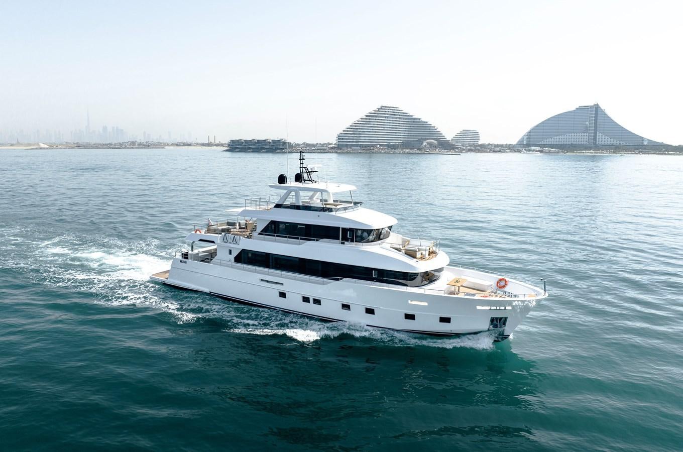 a boat on the water aboard #5 NOMAD 101 Yacht for Sale