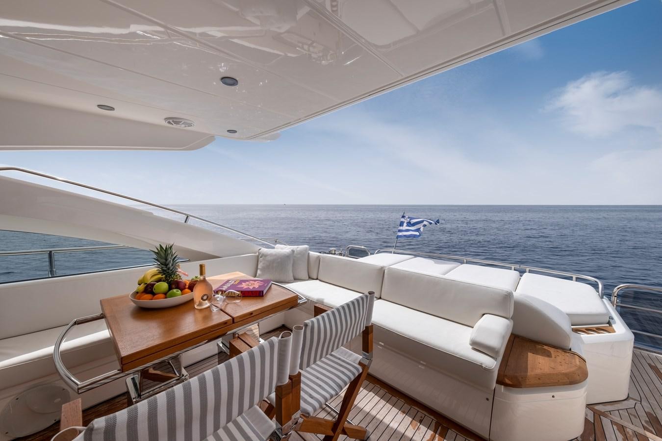 a table and chairs on a boat aboard WANDERER Yacht for Sale