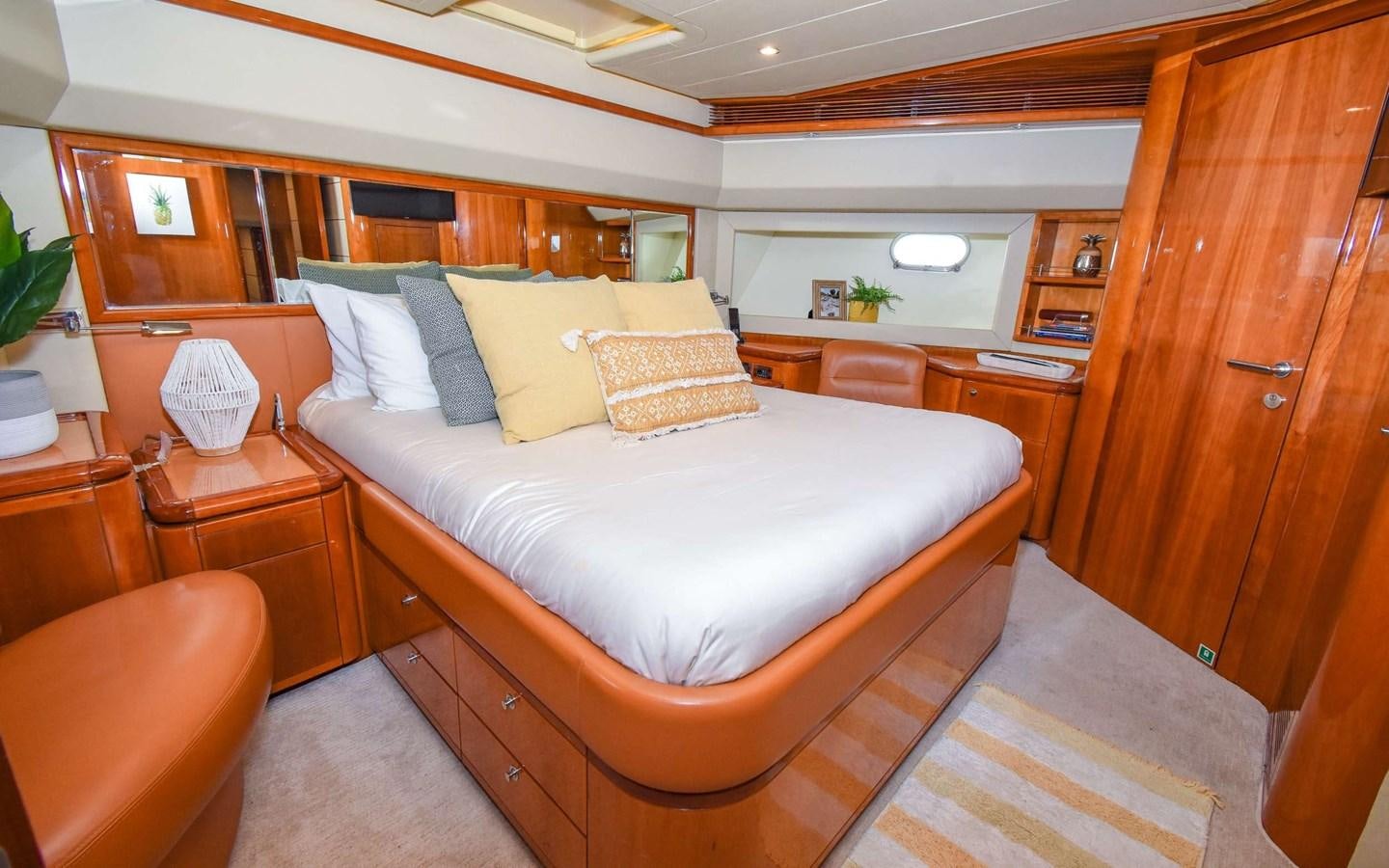 a bed in a room aboard FER88117B606 Yacht for Sale