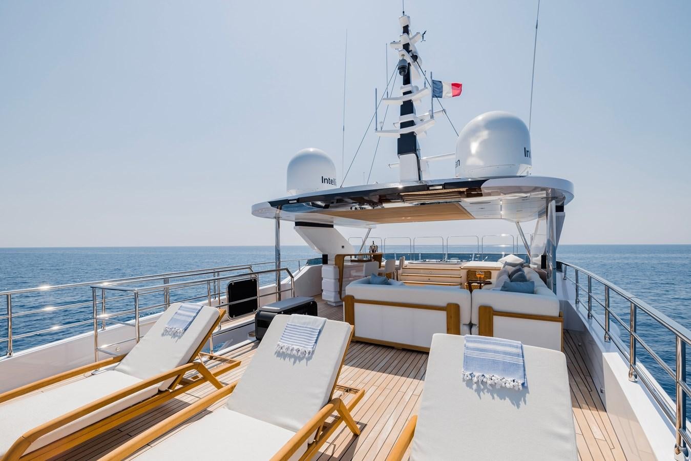 a boat on a deck aboard MAJESTY 111 Yacht for Sale