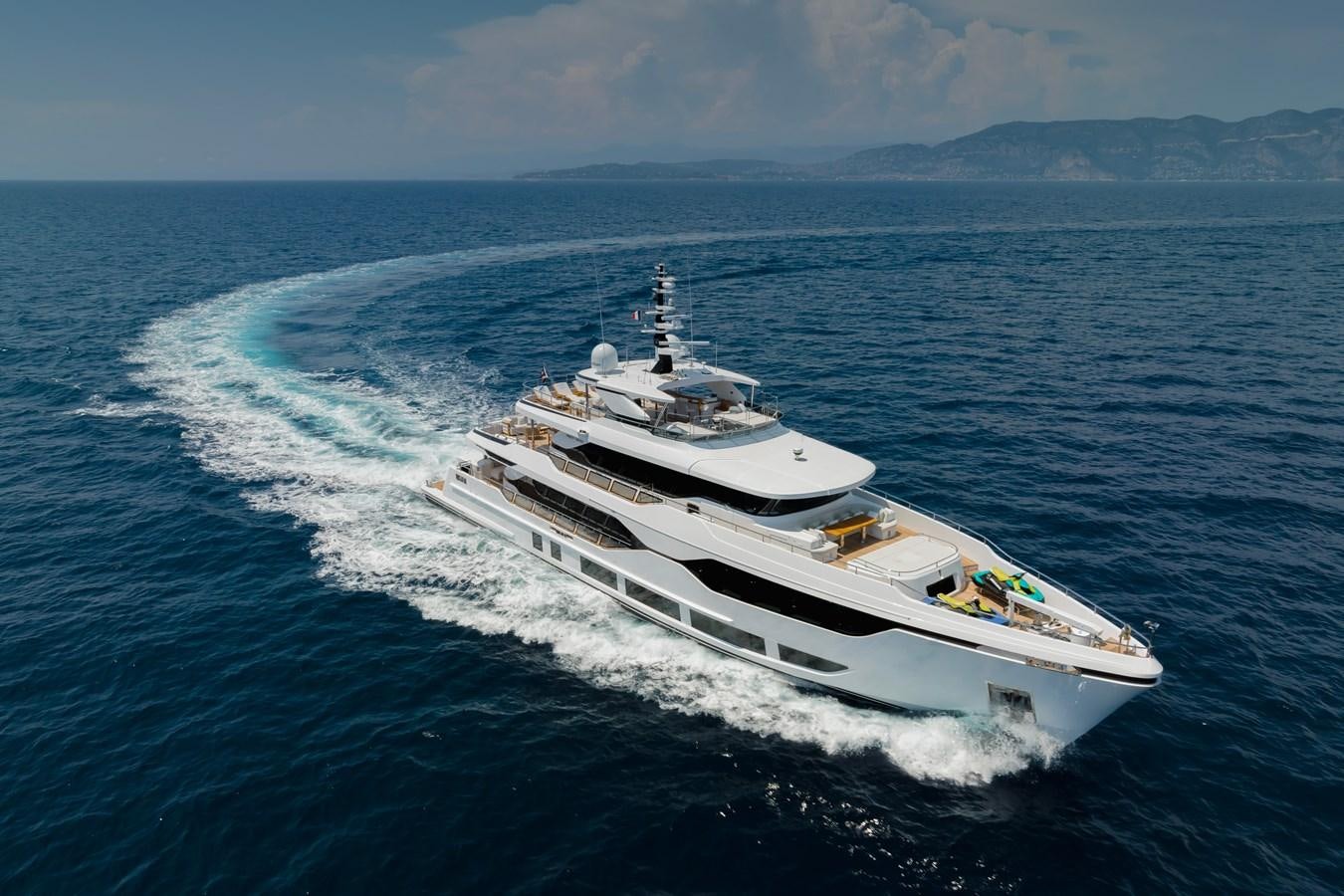 a ship on the water aboard MAJESTY 111 Yacht for Sale