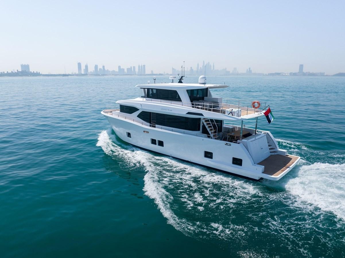 a boat on the water aboard NOMAD 70 SUV Yacht for Sale