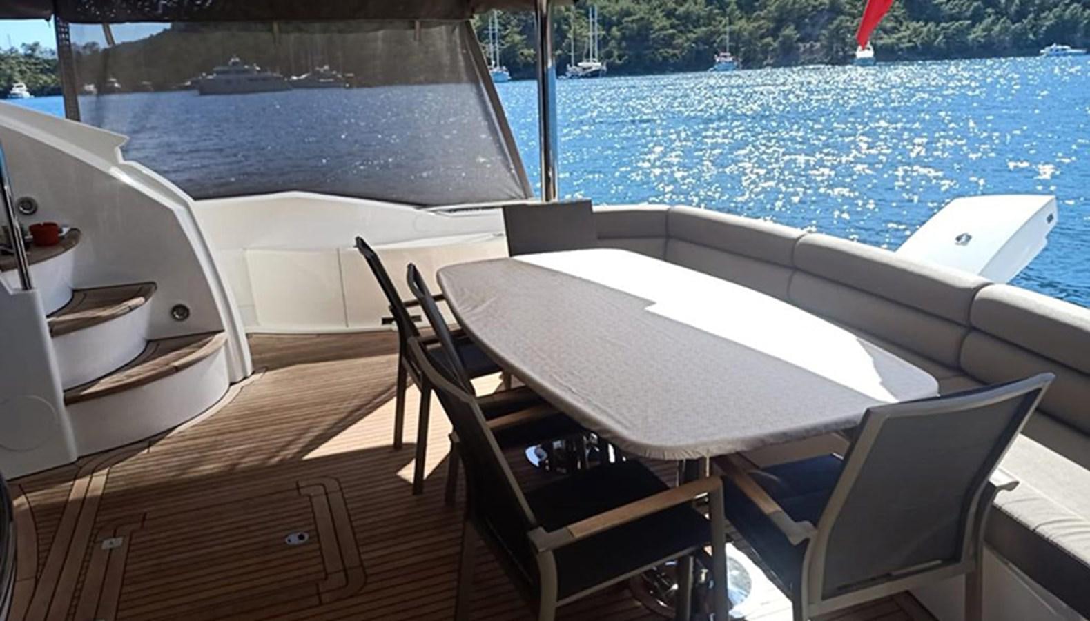 a table and chairs on a boat aboard MYA Yacht for Sale