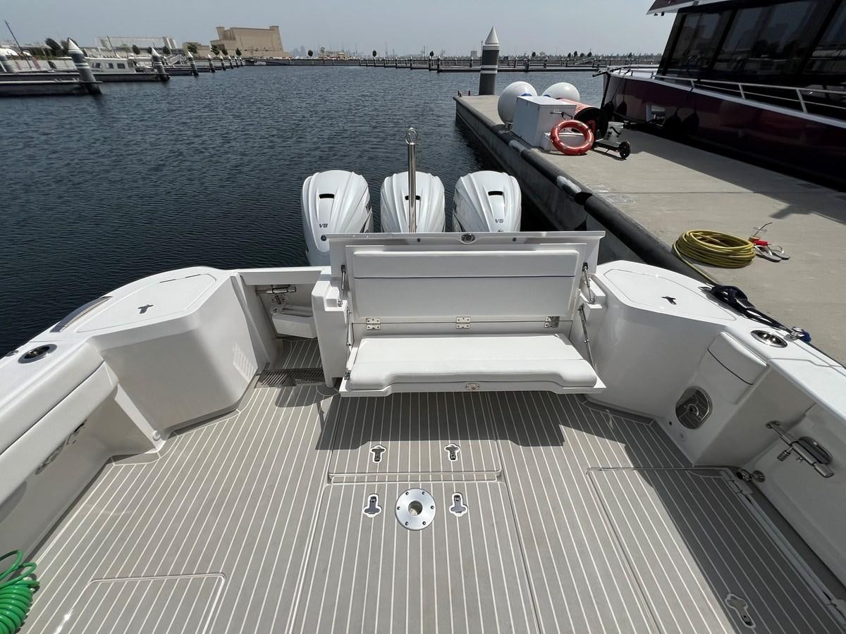 a boat on the water aboard 2023 INTREPID 41 VALOR Yacht for Sale