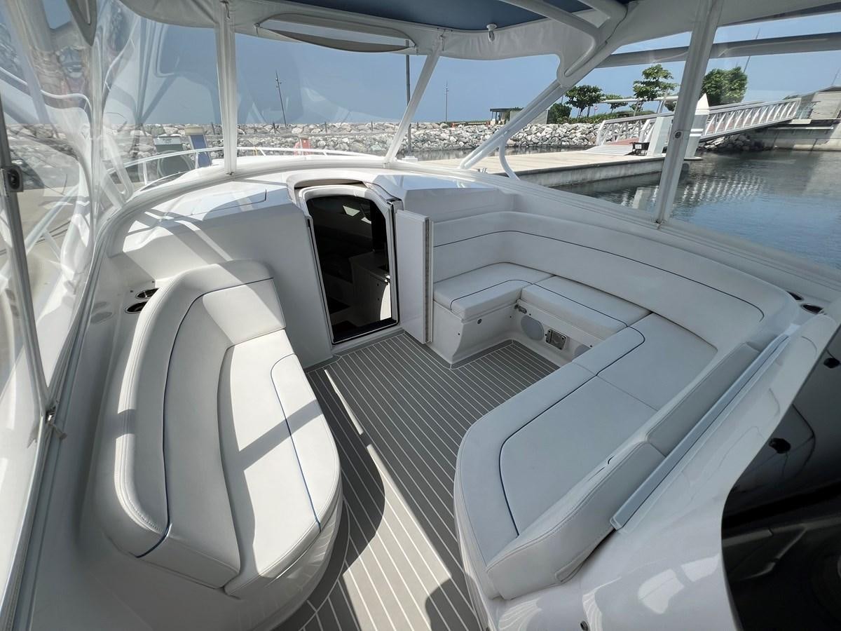 a large white vehicle aboard 2023 INTREPID 41 VALOR Yacht for Sale
