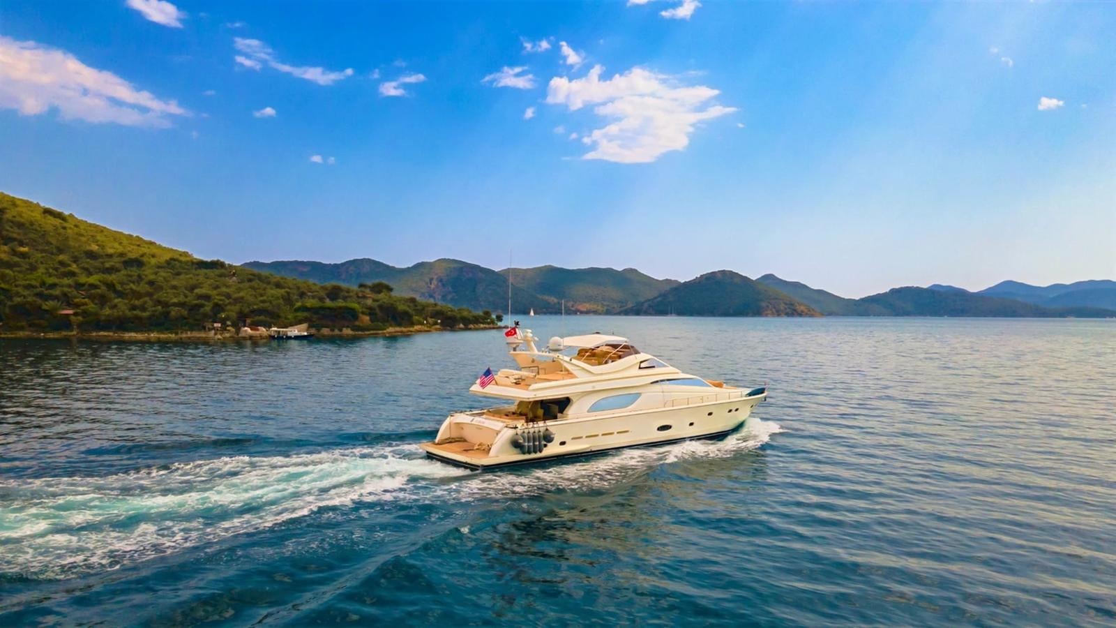 a boat on the water aboard LOTUS Yacht for Sale