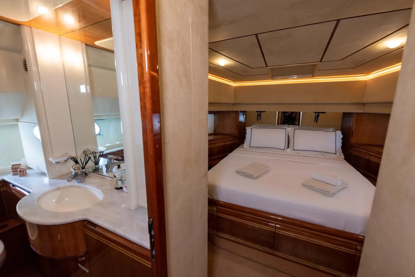 a bathroom with a sink and a bathtub aboard LOTUS Yacht for Sale