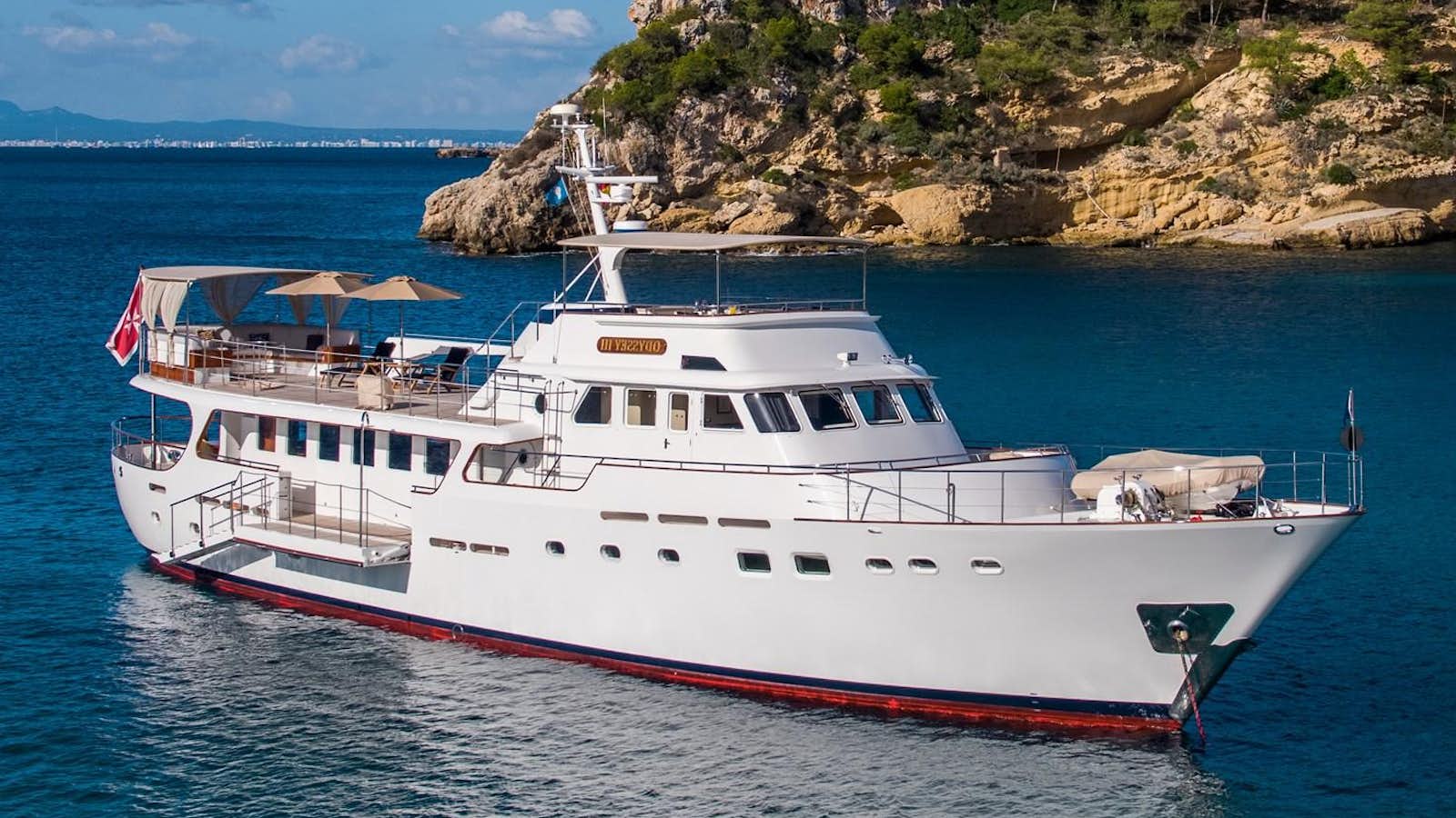 a boat on the water aboard ODYSSEY III Yacht for Sale