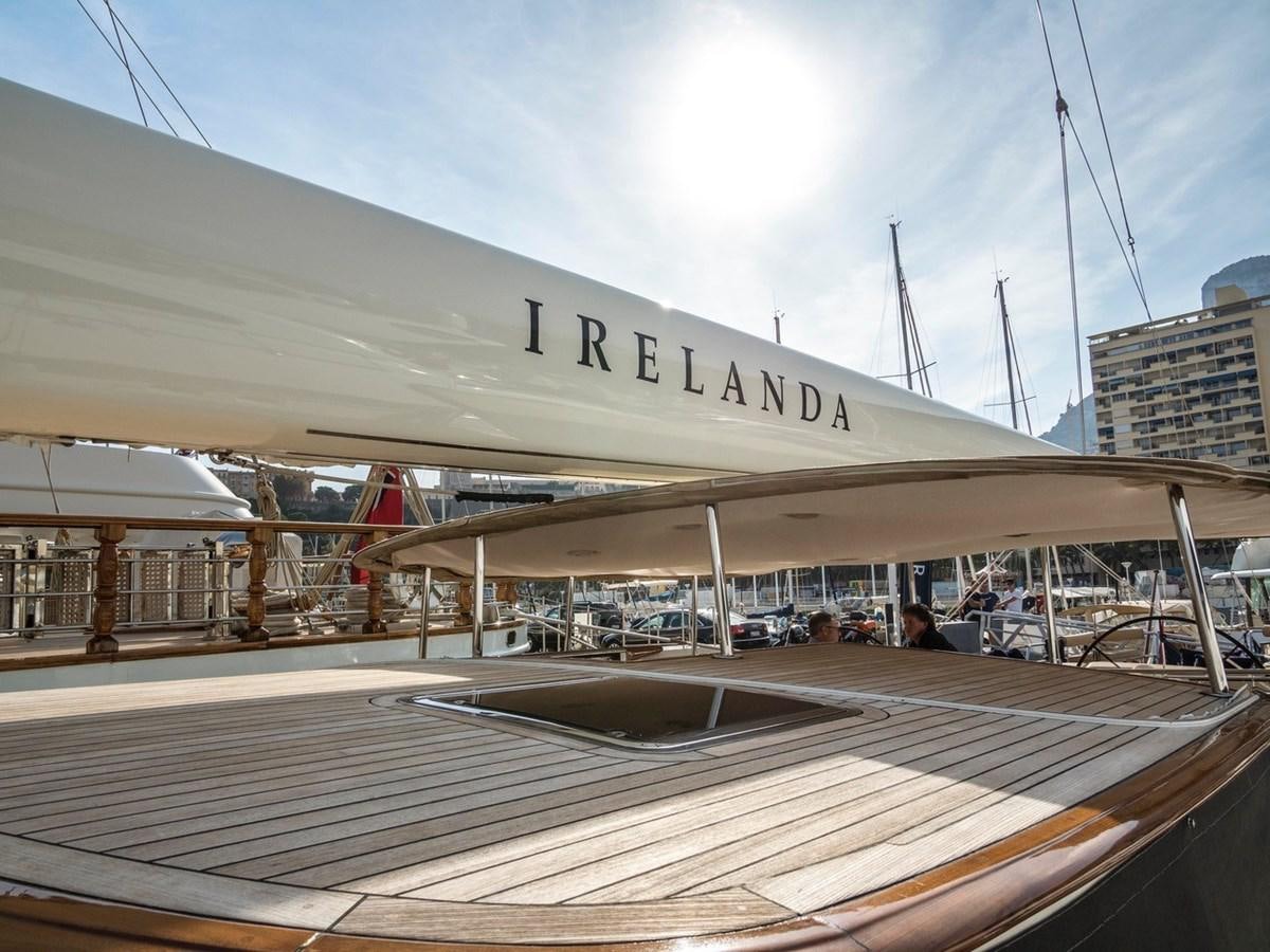 a large building with a large white sign on the roof aboard IRELANDA Yacht for Sale