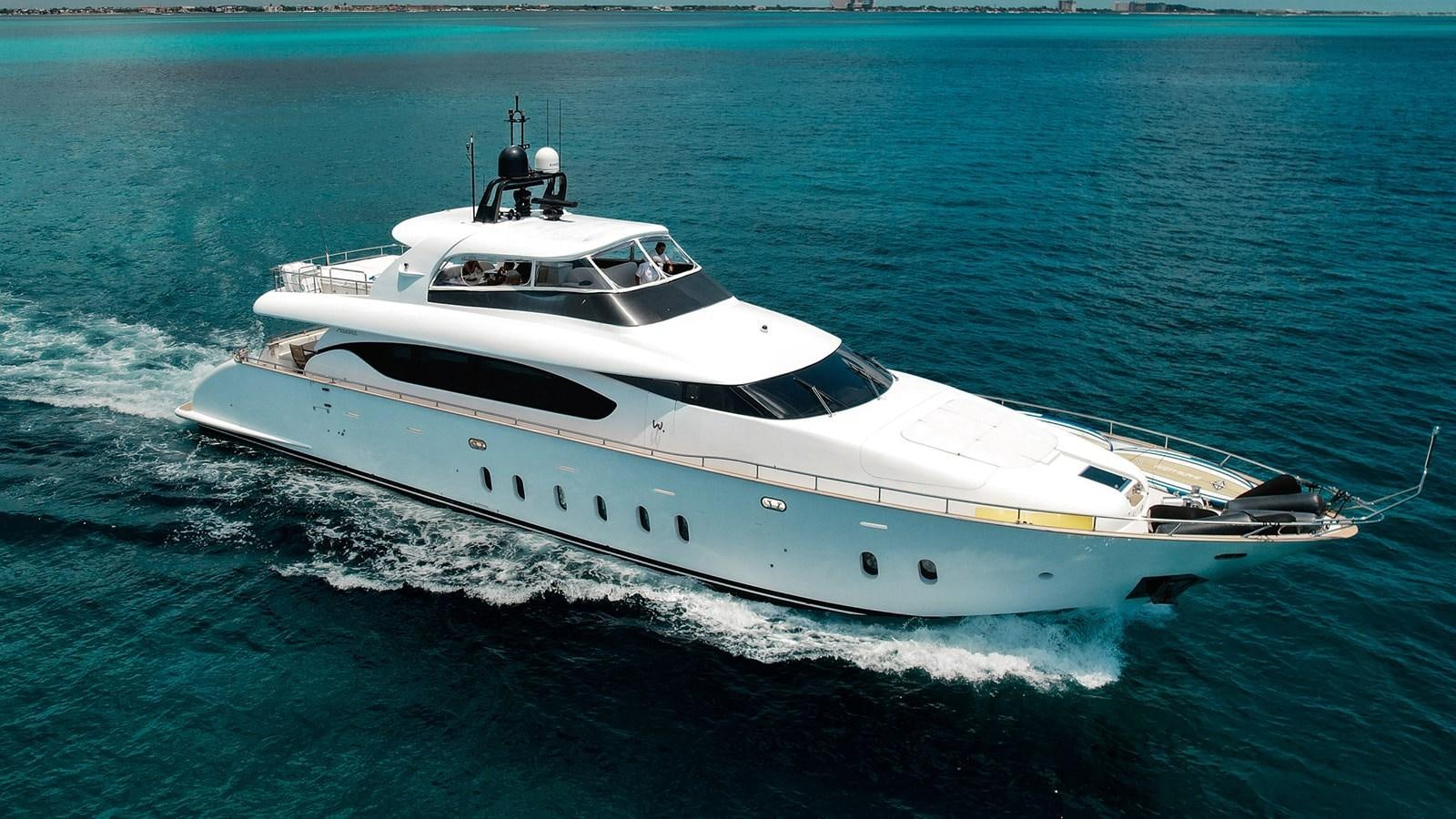 a white yacht on the water aboard DOMINIC  2008 MAIORA 27M @ PUERTO AVENTURAS Yacht for Sale