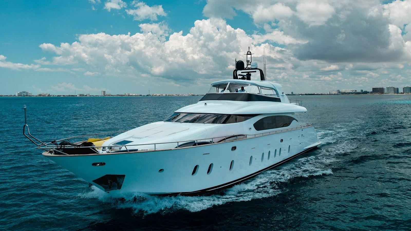 a white yacht on the water aboard DOMINIC  2008 MAIORA 27M @ PUERTO AVENTURAS Yacht for Sale