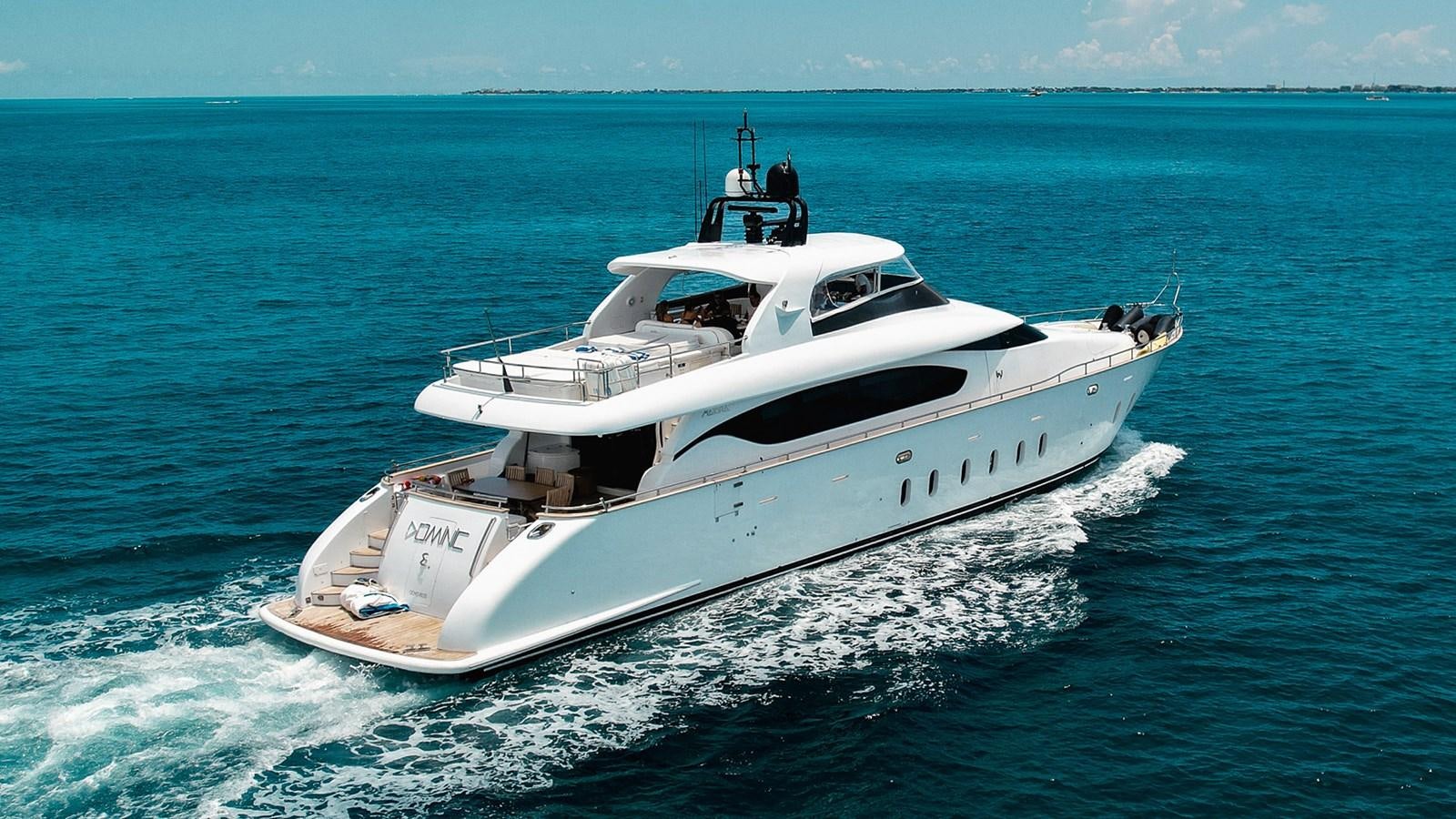 a white boat on the water aboard DOMINIC  2008 MAIORA 27M @ PUERTO AVENTURAS Yacht for Sale