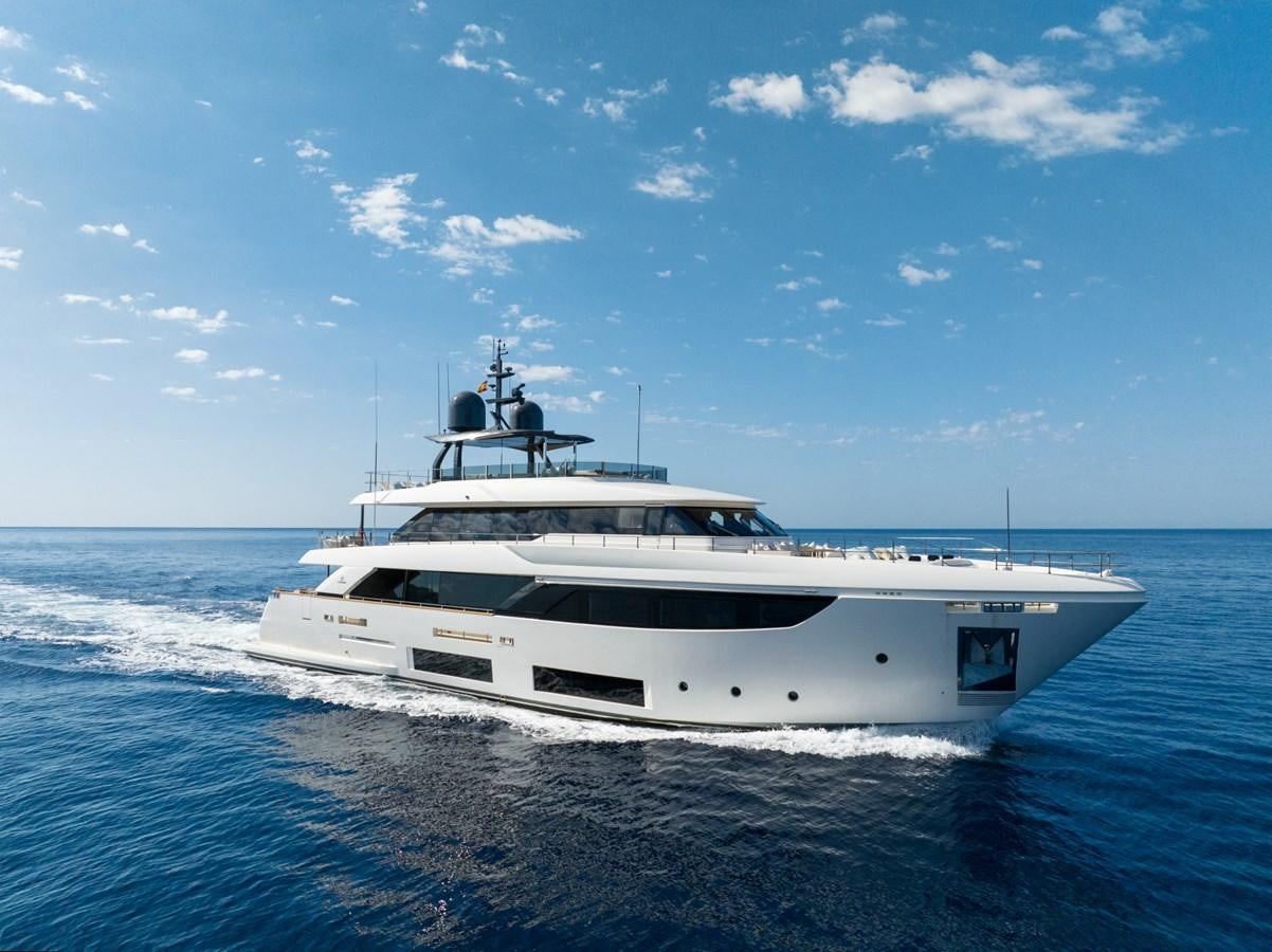 a white yacht in the water aboard MAC ONE Yacht for Sale