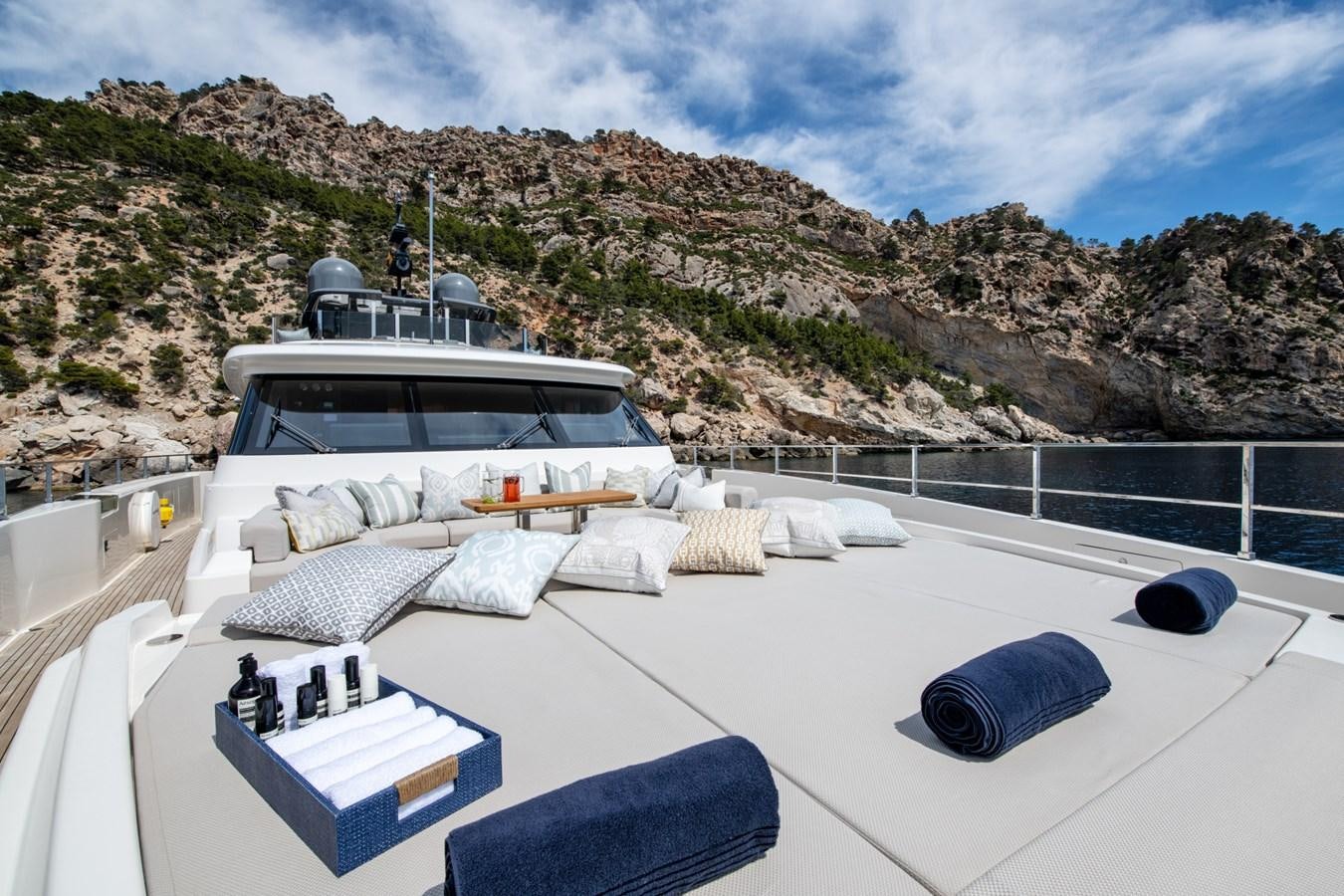 a large white building with a roof aboard MAC ONE Yacht for Sale